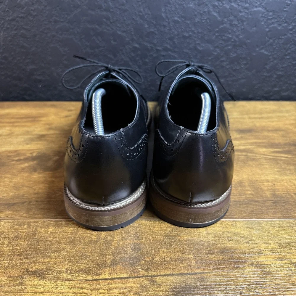 Todd Welsh B991337 Black Faux Leather Wingtip Oxford Dress‎ Shoes Mens 11.5 M